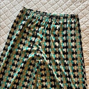 New Directions Geometric Wide Leg Pants - Black, Teal, Cream